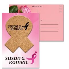 Post Card With Awareness Ribbon Cork Coaster