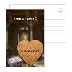 Post Card With Heart Shaped Cork Coaster