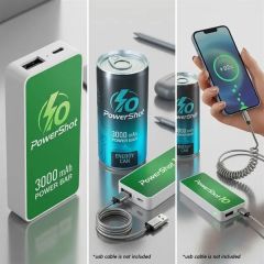 Power Shot 10 - 3000 mAh Power Bar In Branded Can