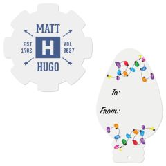 Promo Tag Card Stock 12pt Custom Shape 1-15 Sq In - White