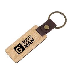 PU Bamboo Rectangular Key Chain