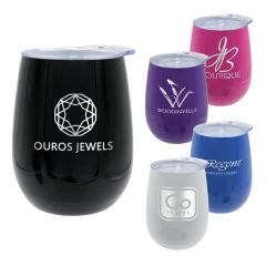 Pure 12 Oz Recycled Wine Glass With Lid, Laser, Premium