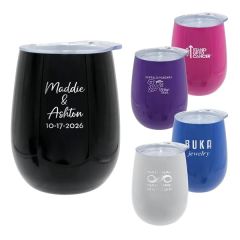 Pure 12 Oz Recycled Wine Glass With Lid, Laser, Standard