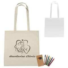 Pure Cotton Colorable Tote With 6-Pack Crayons