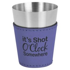 Purple 2 Oz Leatherette & Stainless Steel Shot Glass