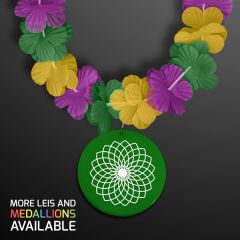 Purple Green & Gold Flower Lei Necklace Non-Light Up