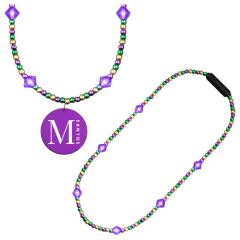 Purple Light Jewels Mardi Gras Beads With Purple Medallion