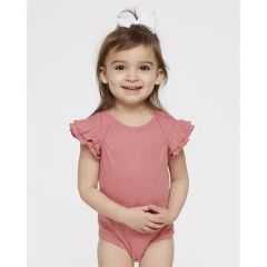 Rabbit Skins Infant Flutter Sleeve Baby Rib Bodysuit