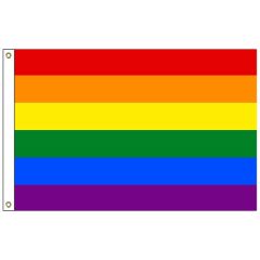 Rainbow 16 Inch X 24 Inch Nylon Outdoor Flag With Heading / Grommets