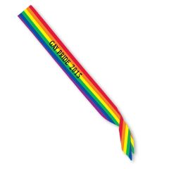 Rainbow Striped Satin Sash With Custom Direct Screen Print