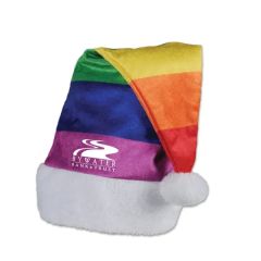 Rainbow Velvet Santa Hat W/ White Plush Trim
