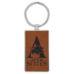 Rawhide Leatherette/Metal Rectangle Keychain