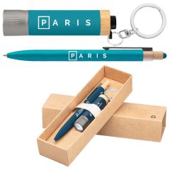 Reborn Recycled Aluminum Bamboo Accented Pen & Flashlight