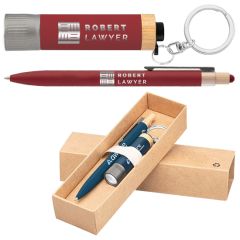 Reborn Recycled Aluminum Bamboo Accented Pen & Flashlight