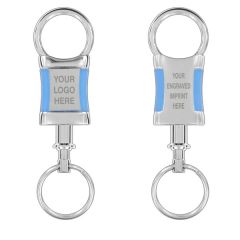 Rectangular Key Chain With Metal and Blue Acrylic