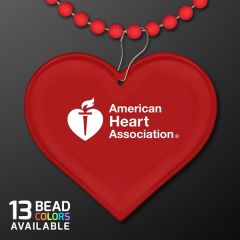 Red Heart Medallion With Beaded Necklace