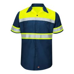 Red Kap Men's Hi-Visibility Colorblock Ripstop Short Slee
