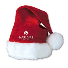 Red Velvet Santa Hat W/Plush Trim W/Custom Direct Screen Prt
