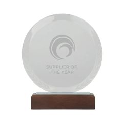 Redondo Crystal Award With Wood Base