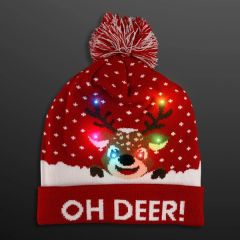 Reindeer Lights Blinky Beanie Holiday Hat