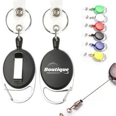 Retractable Cord Carabiner Badge Holder W/Back Clip Keychain
