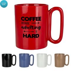 Retro 11 Oz Ceramic Mug With Large Handle