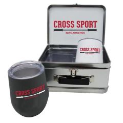 Retro Style Lunchbox And 12 Oz. Stemless Wine Glass