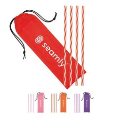 Reusable Straws In Drawstring Pouch