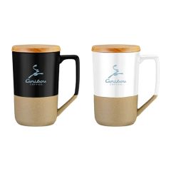 Rochester 15 Oz Two-Tone Ceramic Mug W/Wood Lid