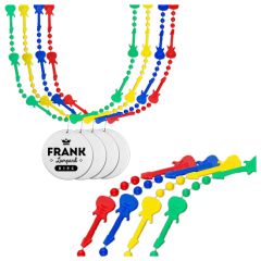 Rock Guitar Necklace Mardi Gras Beads With White Medallion