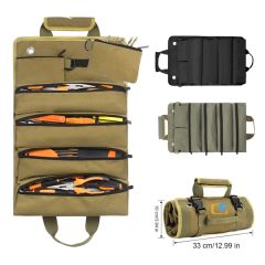 Roll Up Tool Bag Organizer With Removable Pouches