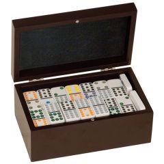 Rosewood Finish Double Twelves Set With 91 Dominos
