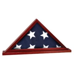 Rosewood Finish Flag Display Case With Base Attached