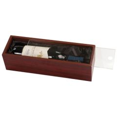 Rosewood Finish Wine Box With Clear Acrylic Lid