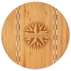 Round Bamboo Cutting Board With Butcher Block Inlay