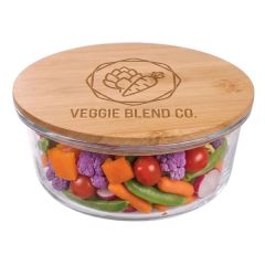 Round Glass Food Container W/Bamboo Lid
