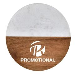 Round Wood Marble Coasters
