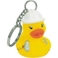 Rubber Construction Worker Duck Key Chain