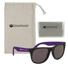 Rubberized Sunglasses With Microfiber Cloth and Pouch