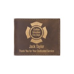 Rustic/Gold Leatherette Bifold Wallets With Flip ID