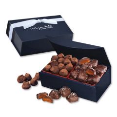 Sea Salt Caramels & Truffles In Navy Magnetic Closure Box