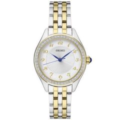 Seiko Ladies Crystal Tt Silver Patterned