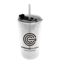 Sentinel 14 Oz Transparent Tumbler With 2-In-1 Flip & Straw