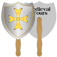 Shield 2 Hand Fan Full Color 2 Sides