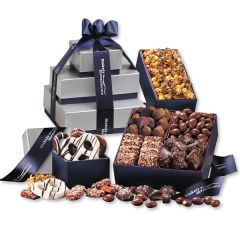 Silver & Navy Tower Of Sweets