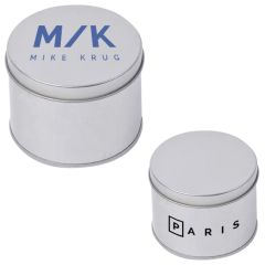 Silver Round Tin Box With Flat Lid 2.952.36 Inch