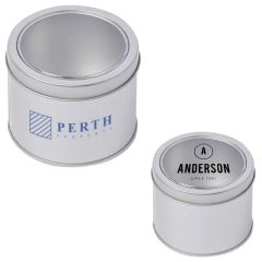 Silver Round Tin Box With Flat Lid 2.952.36 Inch