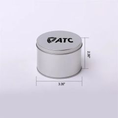 Silver Round Tin Box With Flat Lid 3.252.36 Inch