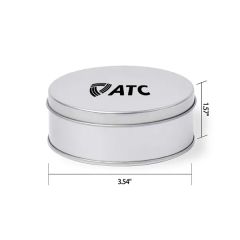 Silver Round Tin Box With Flat Lid 3.541.57 Inch