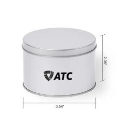 Silver Round Tin Box With Flat Lid 3.542.36 Inch